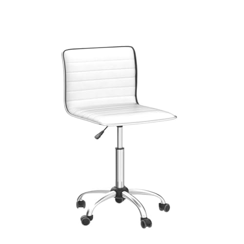 Small Task Chair for Women, Low Back Armless PU Leather with Wheels L47325