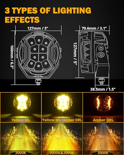 Auxbeam V-MAX Series 72W LED Pod Driving Lights with Amber DRL M188641