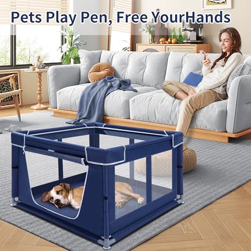 Puppy Playpen Indoor for Small Pets, 42x42x25 Inch with Gate U1971