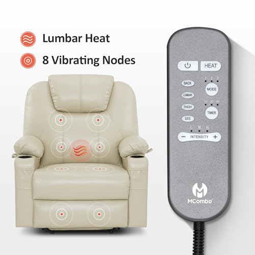 MCombo Power Lift Recliner Chair for Elderly with Heat and Massage, Faux Leather, Black V60394