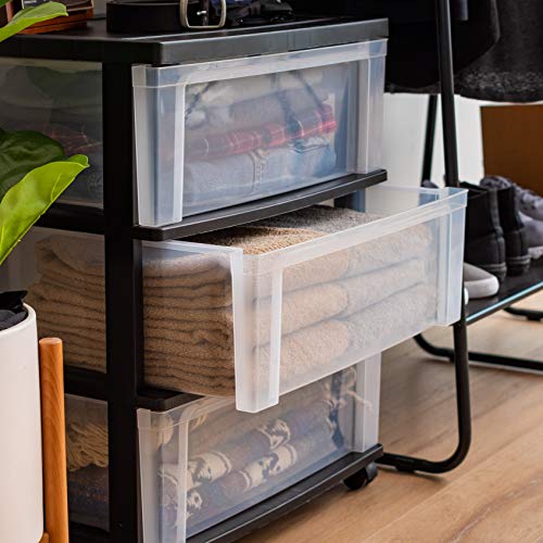 IRIS USA Plastic 3-Drawer Rolling Storage Cart with Wheels, Gray V8946