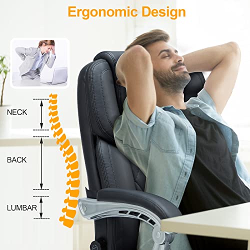 HOMREST Executive Ergonomic Office Chair with Massage and Heat, White N876
