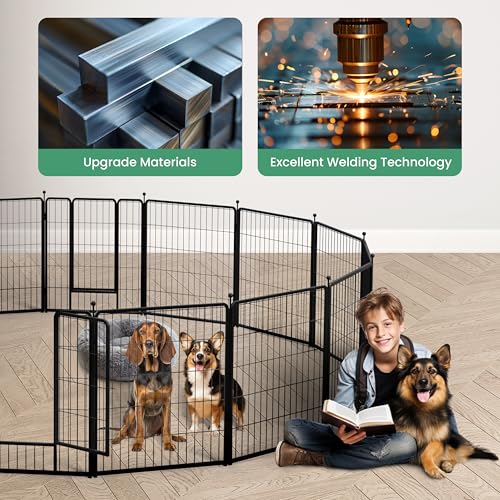 HealSmart Dog Playpen Indoor 32" Height 8 Panels for Small/Medium Dogs, Black J454