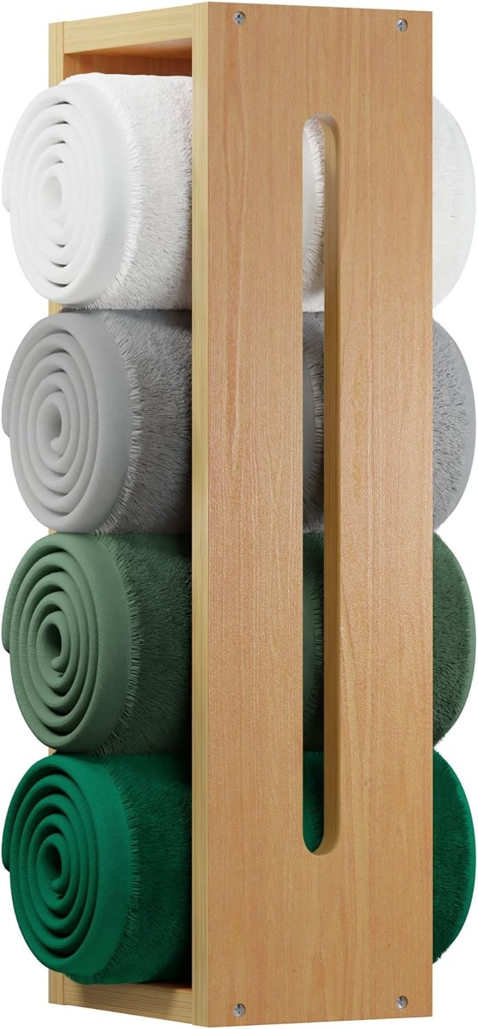 Wooden Towel Racks for Bathroom Wall Mounted - Bathroom Bamboo Towel Holder Shelf - Wall Towel Racks - Wooden Towel Rack Wall Mounted - Wooden Bathroom Towel Racks for Wall