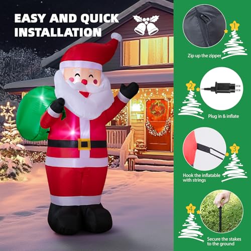 8FT LED-lit Inflatable Santa Claus Outdoor Christmas Decoration O93080