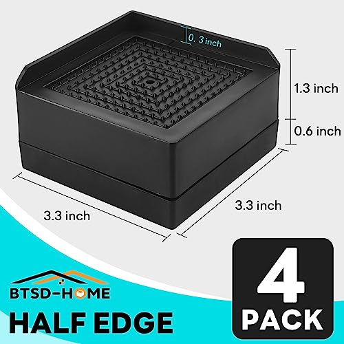 BTSD-home Furniture Risers 1.5 Inch Bed Lifts Table Leg Extenders 4 Pack Black O8138