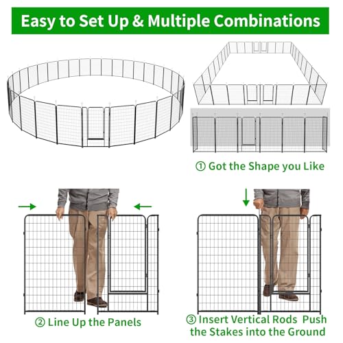 Dog Playpen Outdoor Extra Wide 12 Panels Heavy Duty 40" Height with Doors Portable G77703
