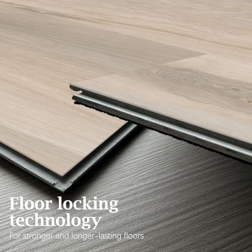 Interlocking Luxury Vinyl Flooring Wood-Look Planks SPC Rigid Core Waterproof Hickory Q852539