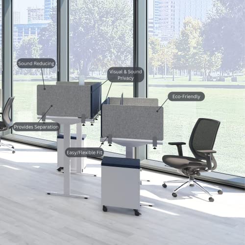 VaRoom Desk Divider Sound Proof Privacy Panel for Student Desks, Light Grey, 48"W x 18"H E33392