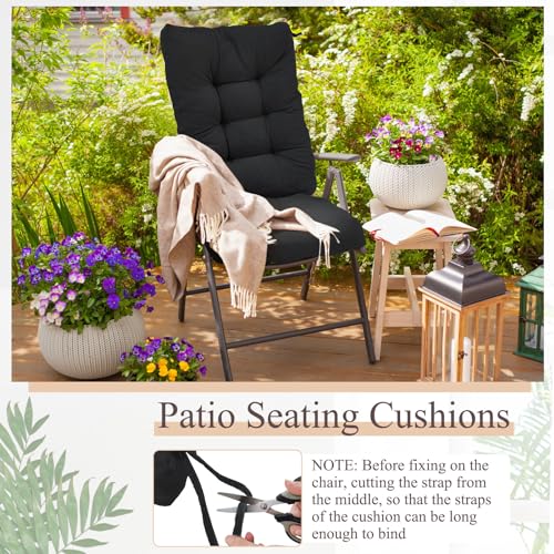 Juexica 4 Sets Outdoor Patio Chair Cushions High Back Tufted Beige D1688