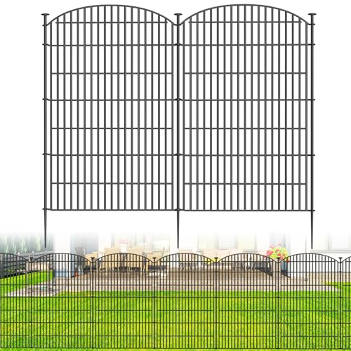 10 Panels No Dig Decorative Garden Fence, Rustproof Metal Dog Fence for Yard U518