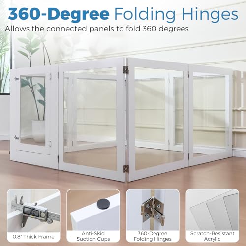 Heavy Duty Clear Acrylic Dog Playpen with Metal Frame, 6 Panels with Door I91403
