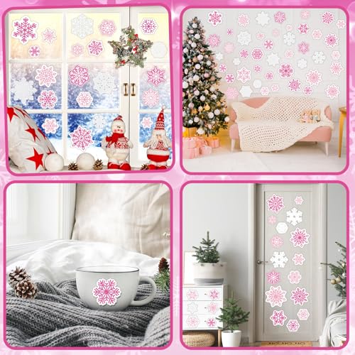 Pickmesh 45 Pcs Christmas Snowflake Window Gel Clings Removable Reusable U3538
