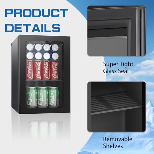 Compact Freestanding Beverage Refrigerator and Skincare Fridge, 0.9 Cu Ft Mini Fridge N768451