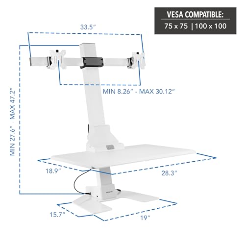 Mount-It! Electric Standing Desk Converter - Motorized Sit-Stand Desk Riser with Monitor Mount, 32" V46023