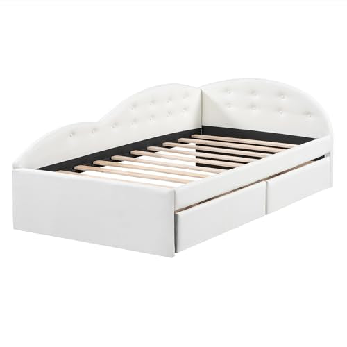 Velvet Upholstered Twin Daybed with Storage Drawers, Gray L64937