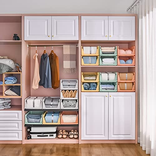 CTSNSLH 5 Pack Folding Closet Organizers Storage Box, Stackable Bins, White B5705