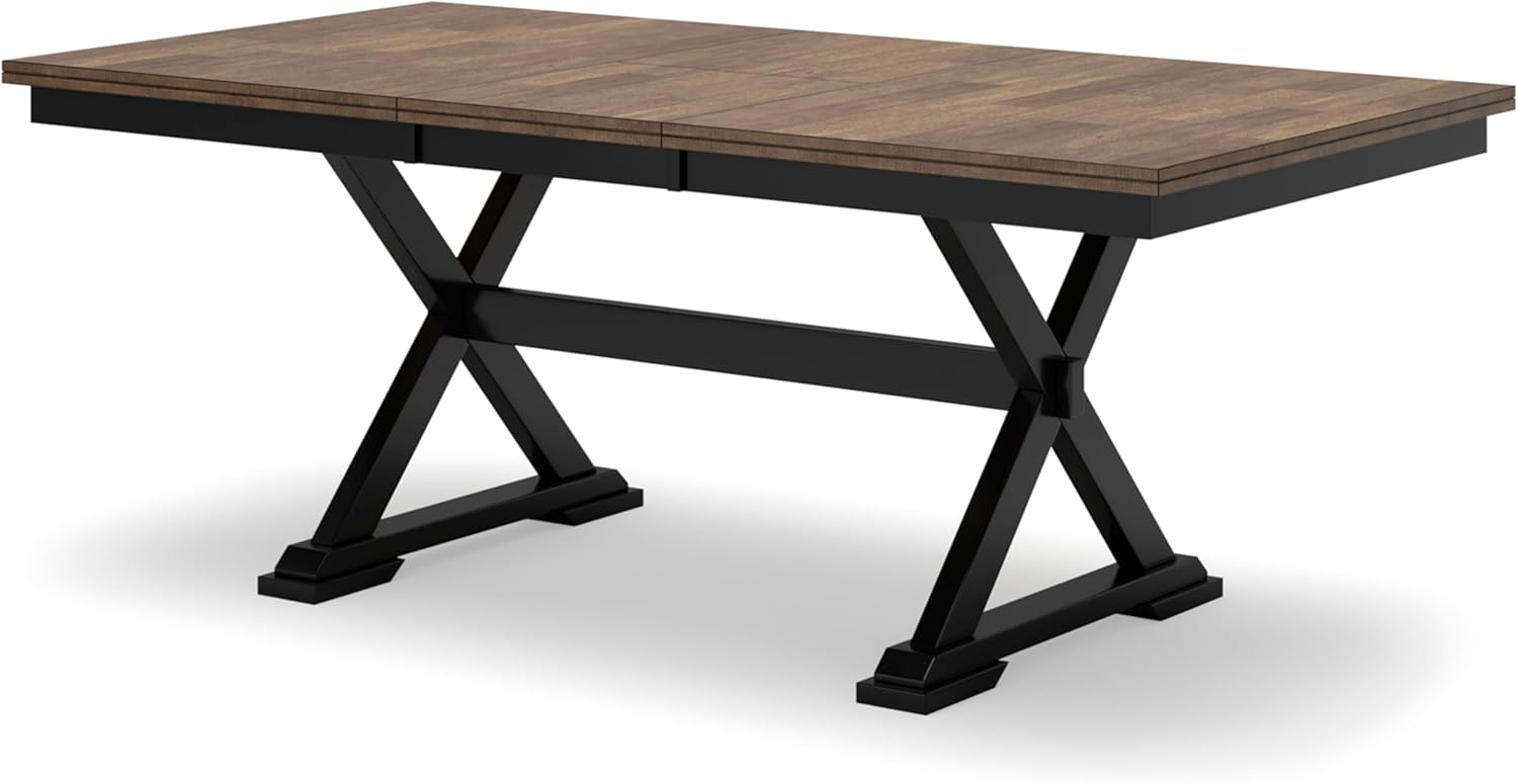 Signature Design by Ashley Wildenauer Dining Extension Table, 78" W x 40" D x 30" H, Black & Dark Brown O936