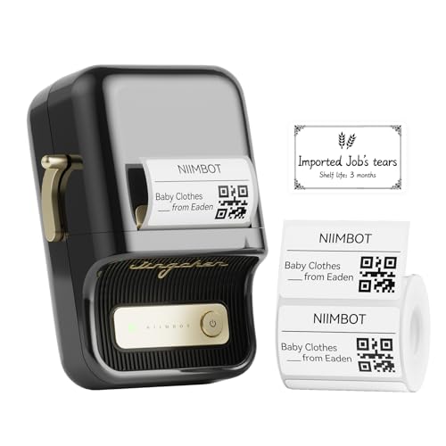 NIIMBOT B21 Label Maker, 2 Inch Portable Thermal Label Printer, Label Maker Machine with Tape, Compatible with Android, iOS & PC,for Home Office and Small Business,White