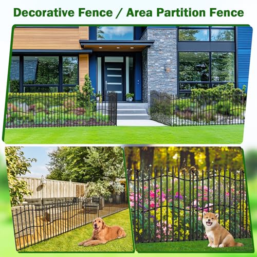 8 Panels Tall No Dig Garden Fence 40in H x 18ft L Rustproof Metal Barrier H7450