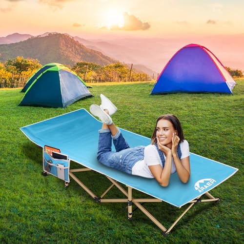 Camping Cot with Mattress, Portable Folding Bed with Carry Bag for Adults C4766