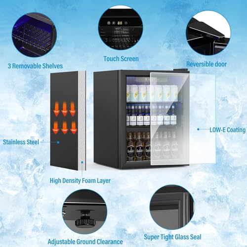 Compact Freestanding Beverage Refrigerator and Skincare Fridge, 0.9 Cu Ft Mini Fridge N768451