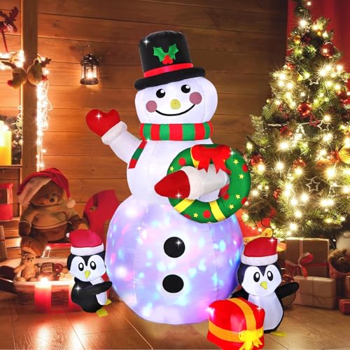 LOMOHOO 7FT Christmas Inflatable Snowman with LED Lights X50095