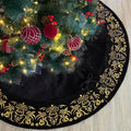 Burgundy Victorian Velvet Christmas Tree Skirt with Gold Damask Embroidery Q6345