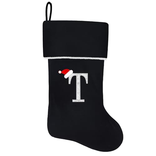 20 Inches Initial Monogram Blue Velvet Christmas Stocking with Gold Trim U394