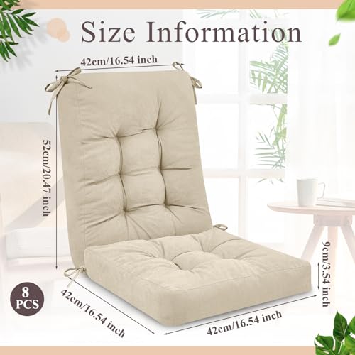 Juexica 4 Sets Outdoor Patio Chair Cushions High Back Tufted Beige D1688