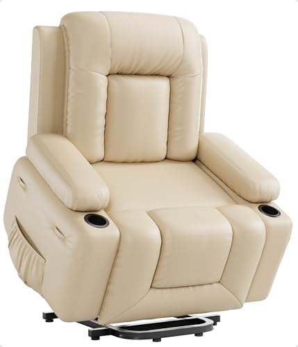 GarveeHome Power Lift Recliner Chair with Heat and Massage, Faux PU, for Elderly I162