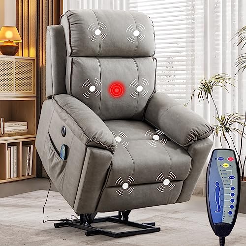 Phoenix Home Power Lift Chair Recliner with Massage and Heat, Green Grey C249534