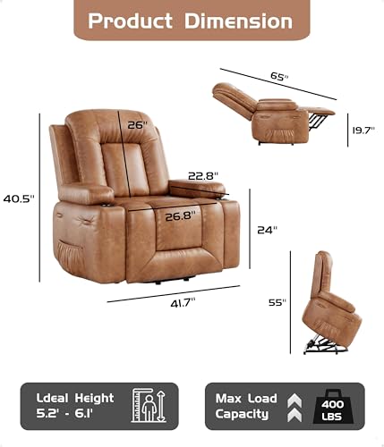 GarveeHome Power Lift Recliner Chair with Heat and Massage, Faux PU, for Elderly I162