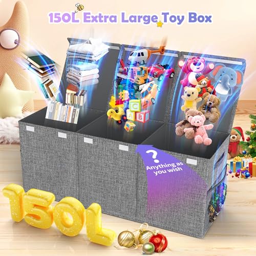 Extra Large Collapsible Toy Box with Lids, Gray P45959