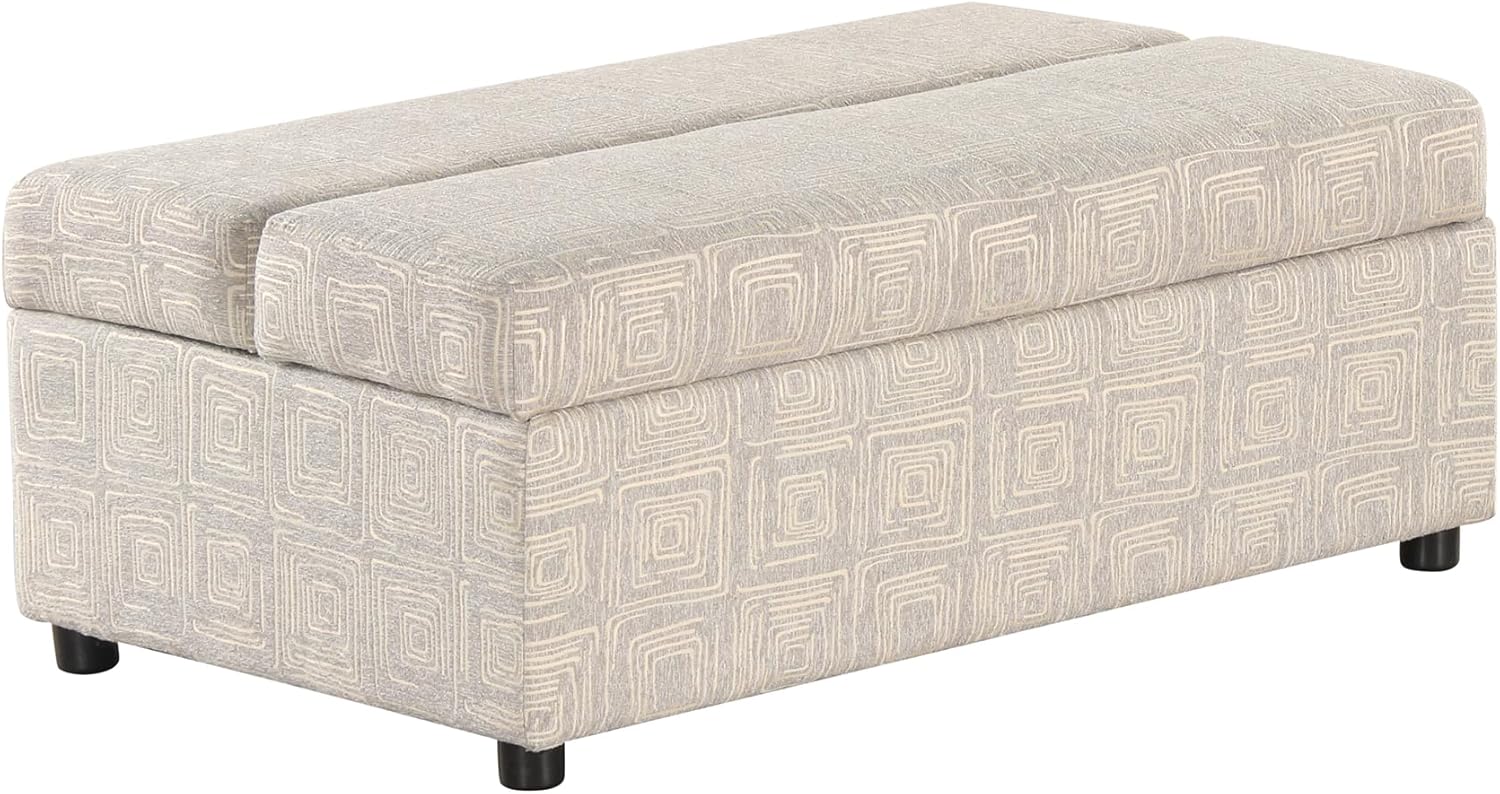 Twin Size Folding Ottoman Sleeper Bed with Mattress Light Gray I4488