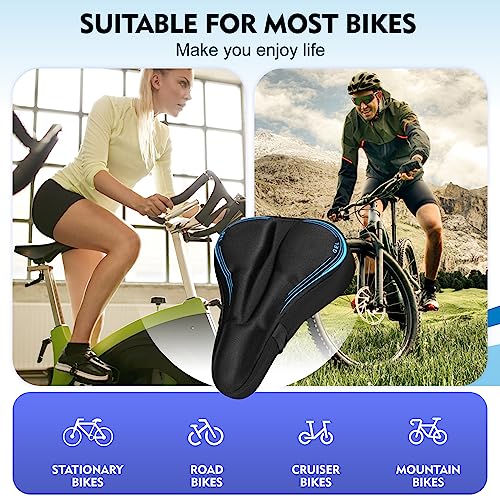 Gel & Memory Foam Bike Seat Cushion Cover for Women & Men, 3-Zone Comfort for Indoor & Outdoor Bikes Q68747