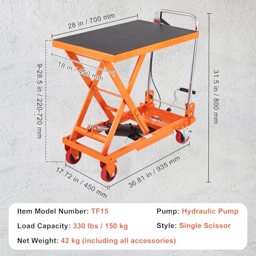VEVOR Electric Lift Table 330 lbs Capacity, Height Adjustable, Black Y3219