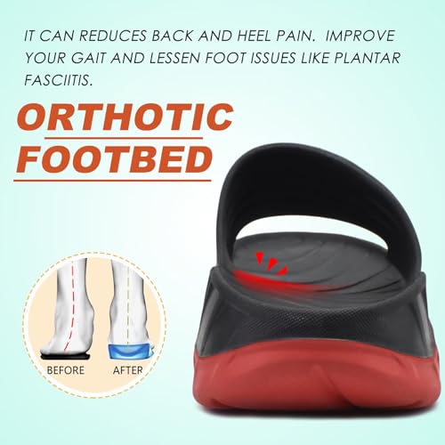 KuaiLu Men's Recovery Sandals Orthotic Cushion Open Toe Sport Slides D332788