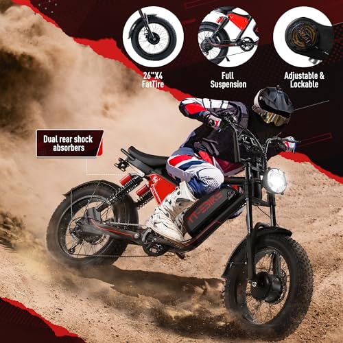3000W Folding Electric Bike Adults 48V Fat Tire Mountain E-Bike N1470