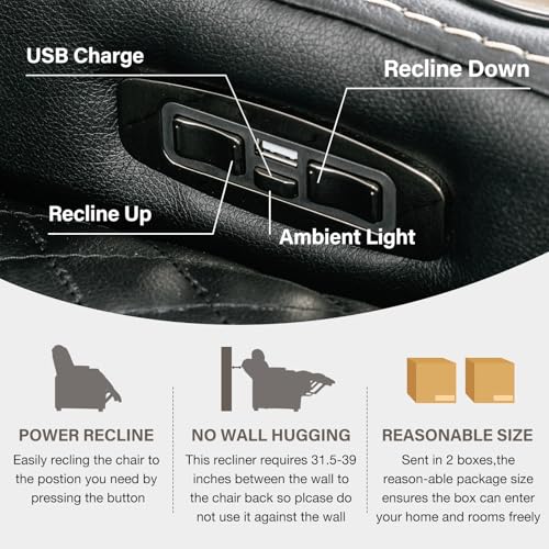 Electric Power Recliner Chair with Adjustable Headrest, Faux Leather, Brown R739910
