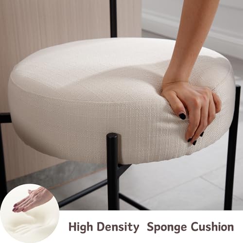 Shunzhi Modern Linen Fabric Upholstered Dining Chairs Set of 2, Beige M62743