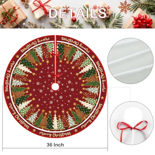 Red Christmas Tree Skirt 36 Inches for Holiday Decor U1938