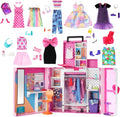 Barbie Dream Closet Playset with 35+ Doll Clothes & Accessories, Includes 5 Complete Looks, Pop-Up Second Level, Mirror & Laundry Chute