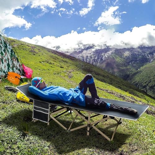 Yaheetech Folding Camping Cot, Portable Military Canvas Sleeping Bed with Carry Bag B4383
