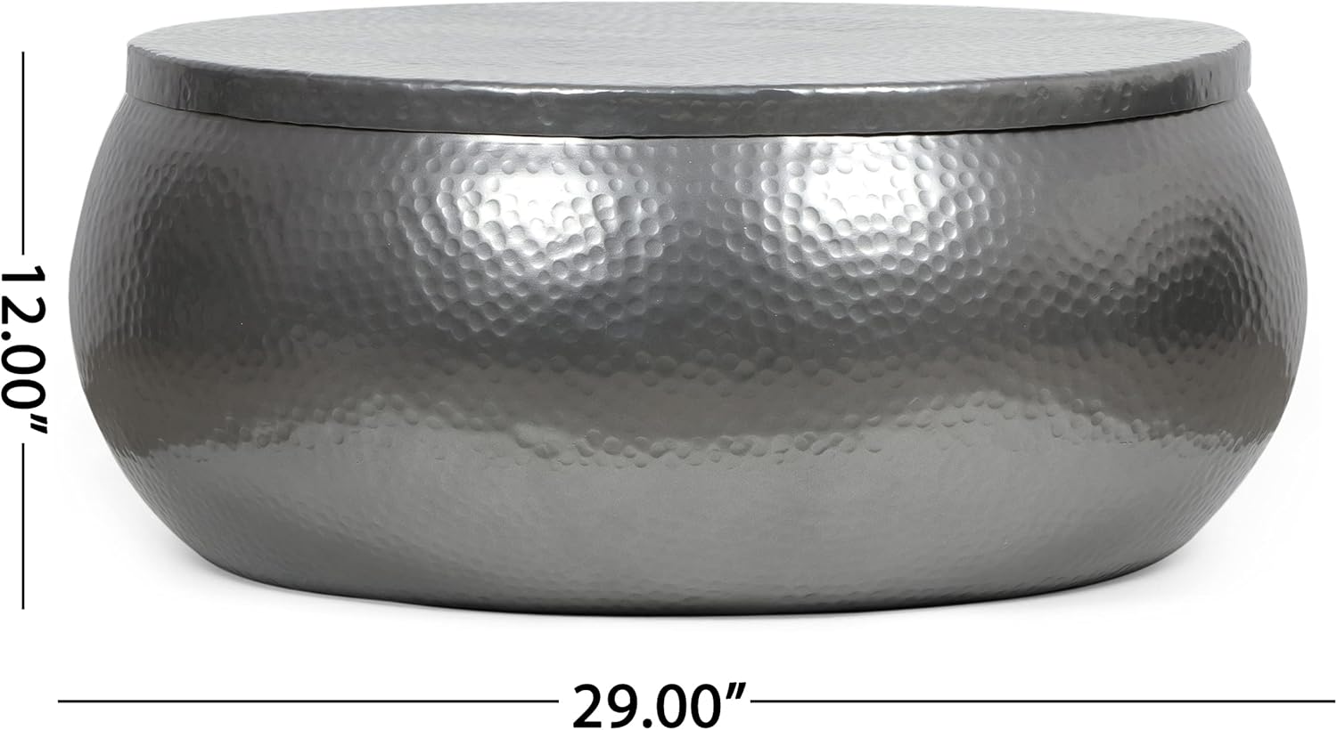 29" Modern Solid Aluminum Round Drum Coffee Table with Hammered Texturing D701707