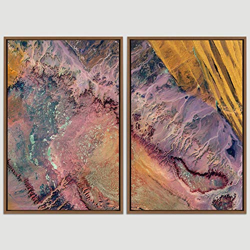SIGNWIN 2 Piece Framed Canvas Wall Art Neon Turquoise Sand 16"x24" I53535