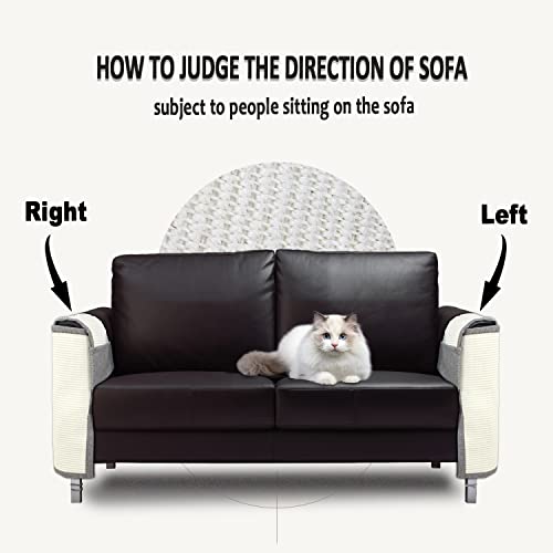 Cat Scratch Furniture Protector for Couch Sofa Chair, Natural Sisal, Light Gray Left N516