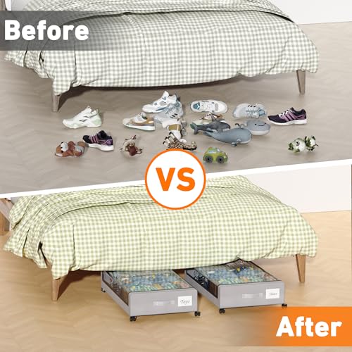 Under Bed Storage with Wheels, 2-Pack XXL 60L Metal Drawer, Black S2866