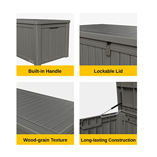 EAST OAK 60 Gallon Waterproof Outdoor Storage Box, Grey A4870