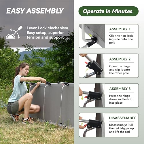 MARCHWAY Lightweight Folding Tent Camping Cot Bed with Lever Lock, Portable, 330Lbs (Black) R945221